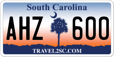 SC license plate AHZ600