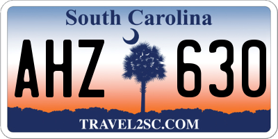 SC license plate AHZ630