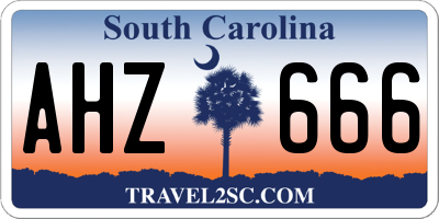 SC license plate AHZ666