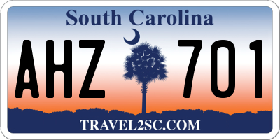 SC license plate AHZ701