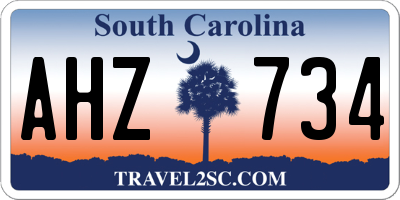 SC license plate AHZ734