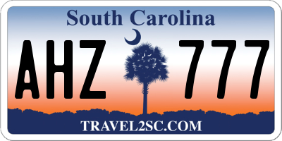 SC license plate AHZ777