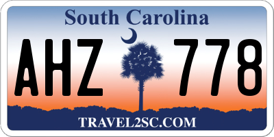 SC license plate AHZ778