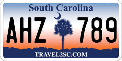 SC license plate AHZ789