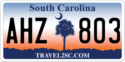 SC license plate AHZ803