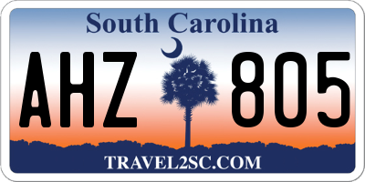 SC license plate AHZ805