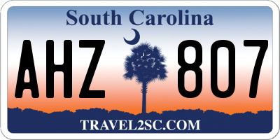 SC license plate AHZ807