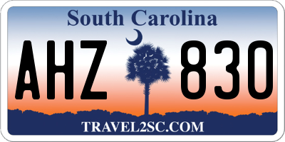 SC license plate AHZ830