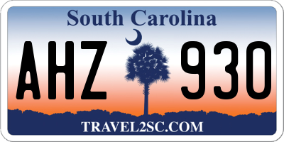 SC license plate AHZ930