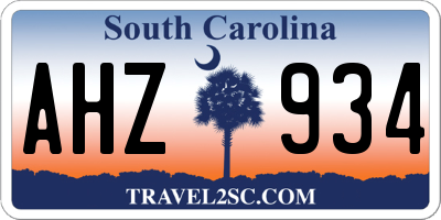SC license plate AHZ934
