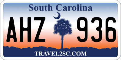 SC license plate AHZ936