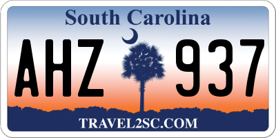 SC license plate AHZ937
