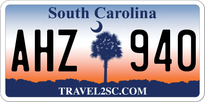 SC license plate AHZ940