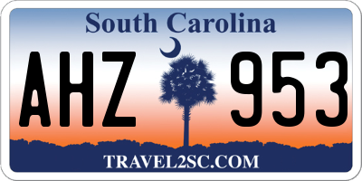 SC license plate AHZ953