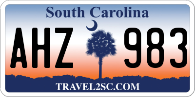 SC license plate AHZ983