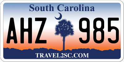 SC license plate AHZ985