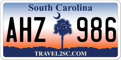 SC license plate AHZ986