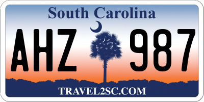 SC license plate AHZ987