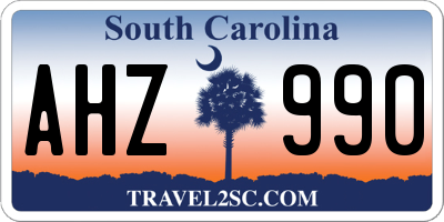 SC license plate AHZ990