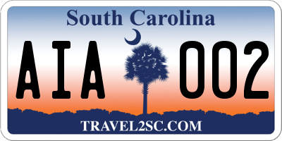 SC license plate AIA002