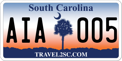 SC license plate AIA005