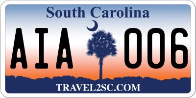 SC license plate AIA006