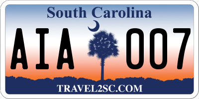 SC license plate AIA007