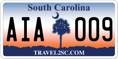 SC license plate AIA009