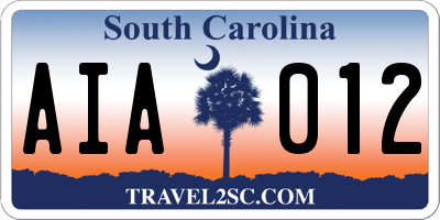 SC license plate AIA012
