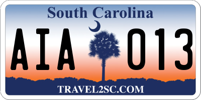 SC license plate AIA013