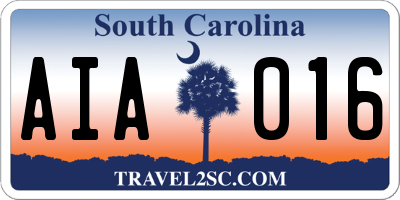 SC license plate AIA016