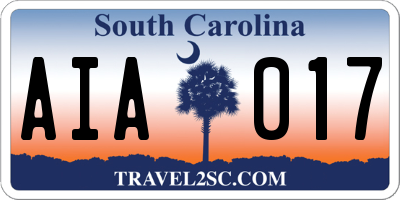 SC license plate AIA017