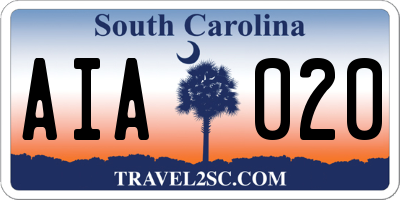 SC license plate AIA020