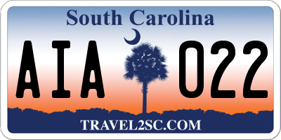 SC license plate AIA022
