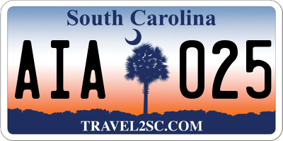 SC license plate AIA025