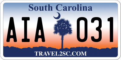 SC license plate AIA031