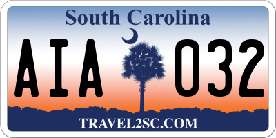 SC license plate AIA032