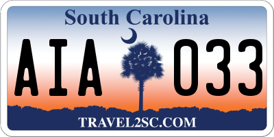 SC license plate AIA033