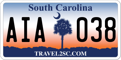 SC license plate AIA038