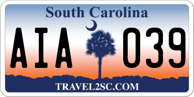 SC license plate AIA039
