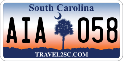 SC license plate AIA058