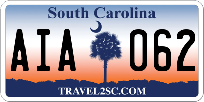 SC license plate AIA062