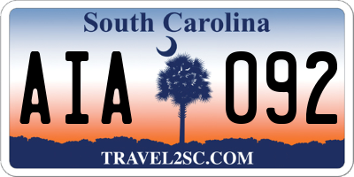 SC license plate AIA092