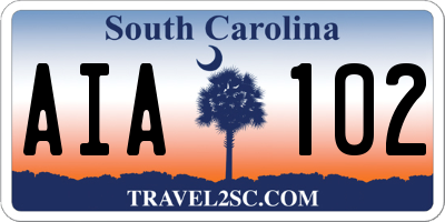 SC license plate AIA102