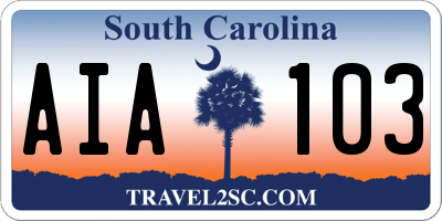 SC license plate AIA103