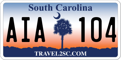 SC license plate AIA104