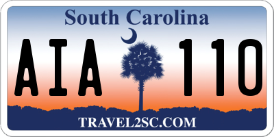 SC license plate AIA110