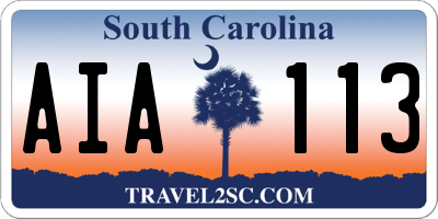 SC license plate AIA113