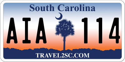 SC license plate AIA114