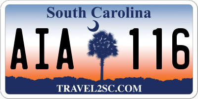 SC license plate AIA116